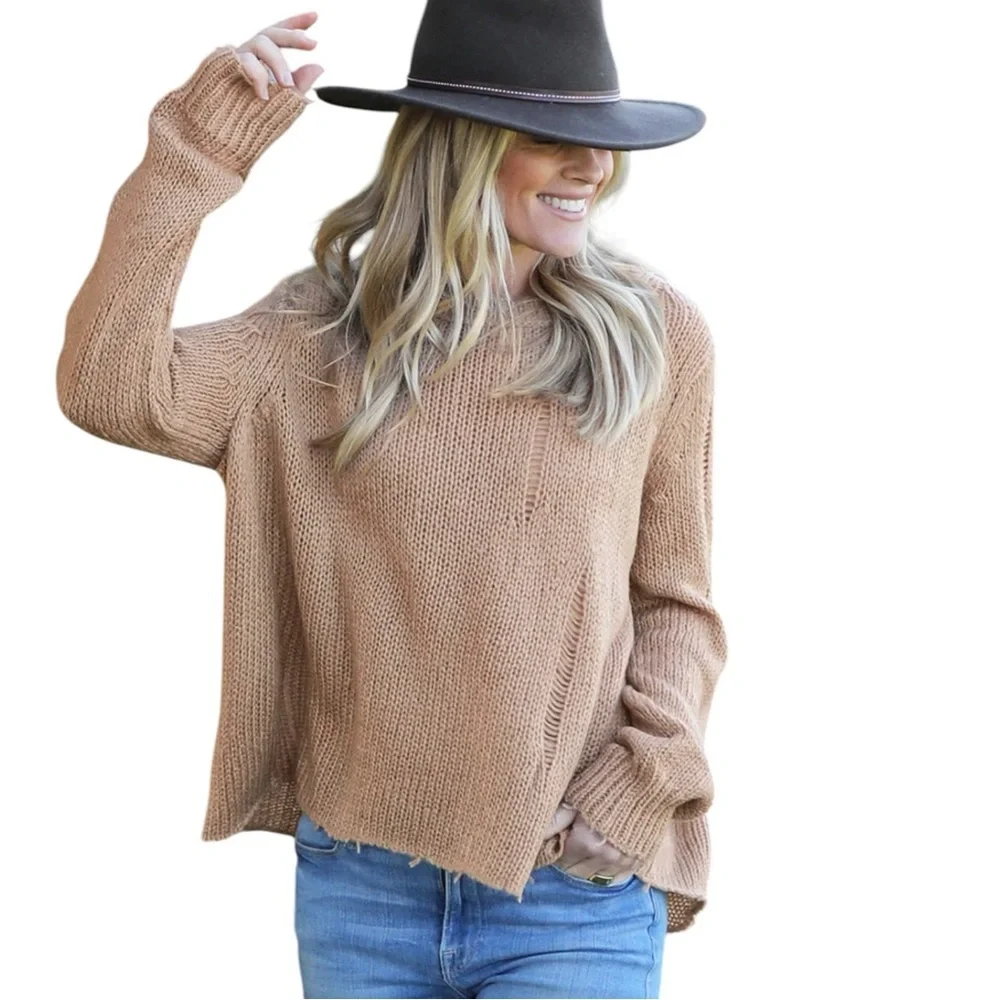 Wooden ships S/M Oliver distressed sweater crewneck lightweight knit wool blend - Picture 11 of 12